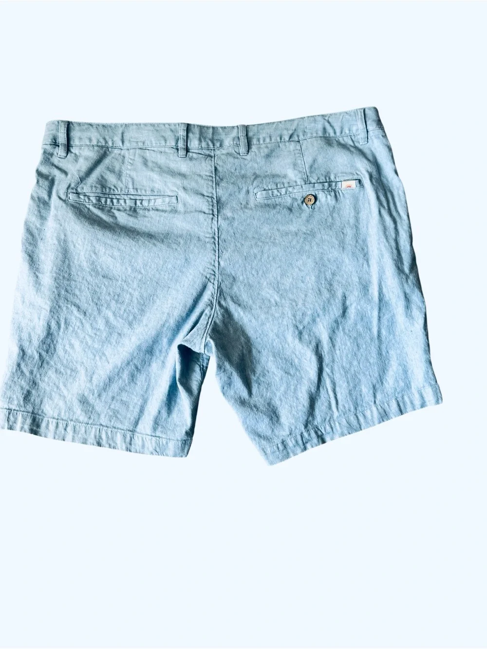 Faherty Mens Light Blue Flat Front Linen Blend Shorts Size 38